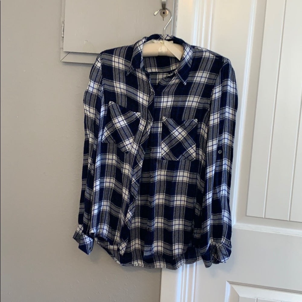 Laju, Flannel Button-Down Blouse, Size M